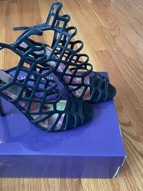Madden Girl Black Cage-Strap Heels